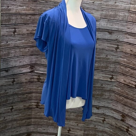 SUSAN LAWRENCE Bright Blue Blouse with Lace Back - Picture 8 of 8